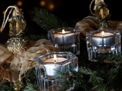 Kerzenhalter^German Crystal 3 Stück Teelicht Kerzenhalter Kerzenständer 5 cm Bleikristall Glas zweiseitig Nutzbar