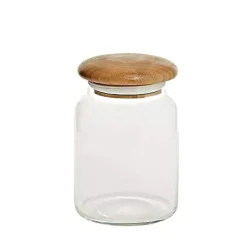 Küchenzubehör^Cristalica 2 Vorratsgläser mit Holzdeckel 16cm