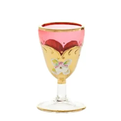 Likör & Wodkagläser|Farbige Gläser^Art Glass Aperitivbecher Red Queen 50 ml, Blau/Gold/Weiß, aus Glas