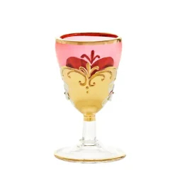 Likör & Wodkagläser|Farbige Gläser^Art Glass Aperitivbecher Red Queen 50 ml, Blau/Gold/Weiß, aus Glas