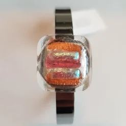 Armband|Fusing Glasschmuck^Cristalica Art Glass Armreif mit Glasstein Rosa Orange Fusing