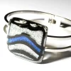 Armband|Fusing Glasschmuck^Cristalica Armreif mit Glasstein Silber Blau Fusing