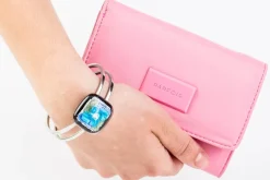 Armband|Fusing Glasschmuck^Cristalica Armreif mit Glasstein Silber Blau Fusing