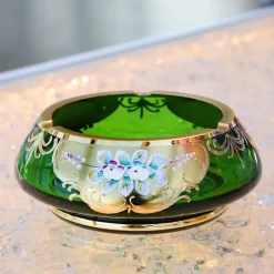 Männer|Aschenbecher^Art Glass Aschenbecher Green Queen 18 cm, Grün/Gold, aus Glas