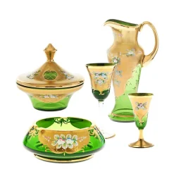 Männer|Aschenbecher^Art Glass Aschenbecher Green Queen 18 cm, Grün/Gold, aus Glas