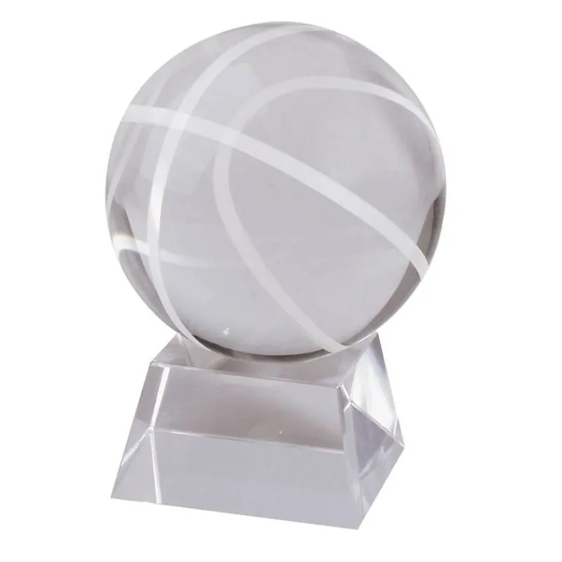 Pokal & Glasblock^Fan Unikate Basketball Glas Pokal 8cm inkl Glassockel und Geschenkverpackung
