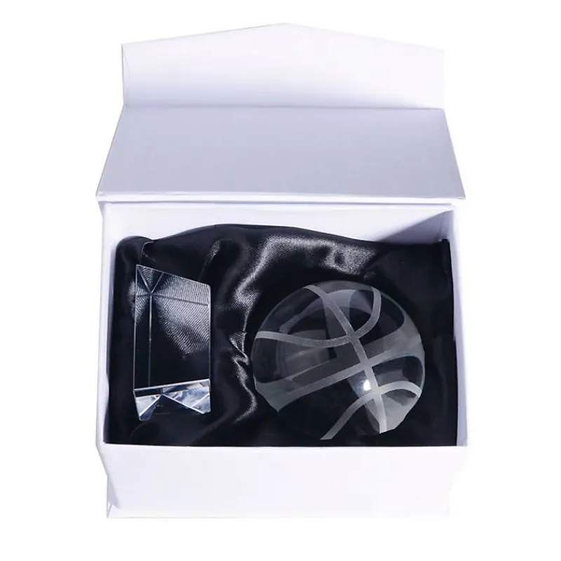 Pokal & Glasblock^Fan Unikate Basketball Glas Pokal 8cm inkl Glassockel und Geschenkverpackung