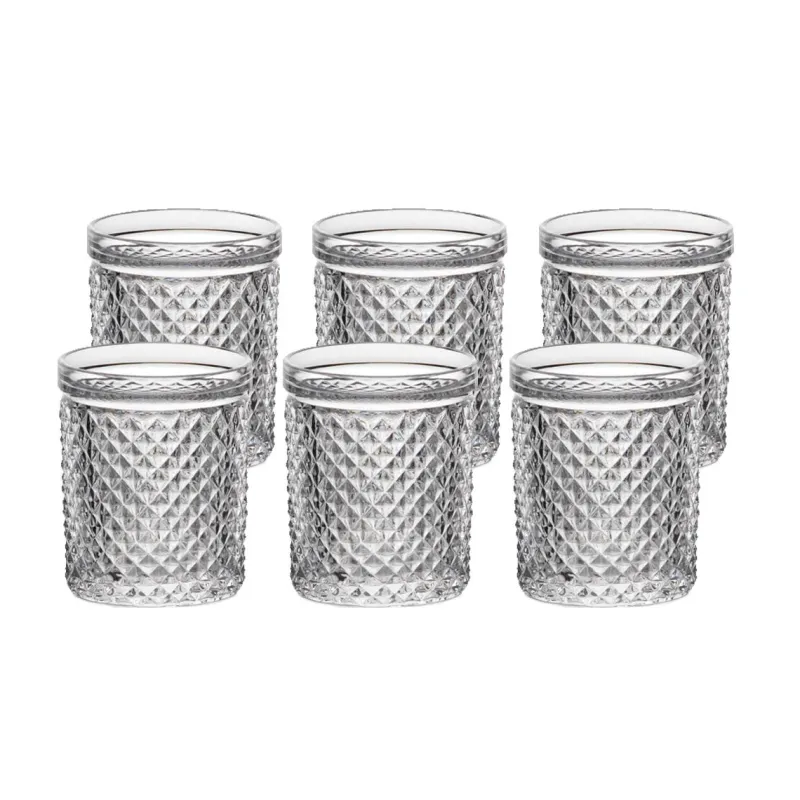 Gläserset^Cristalica Becherglas Saftglas Trinkbecher Retro-Look 6er Set 150ml Bleikristall klar