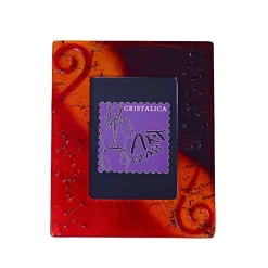 Bilderrahmen^Art Glass Bilderrahmen Fotorahmen Photo Frame Format 13x18cm Deko Fusing Glas rot Handmade