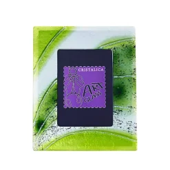 Bilderrahmen^Art Glass Bilderrahmen Fotorahmen Photo Frame Format 13x18cm Deko Fusingglas grün Handmade