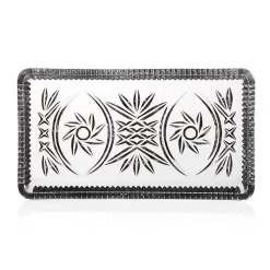 Butterdosen^Cristalica Butterplatte Schleuderstern Bleikristall 10x18cm Servierplatte Glasteller eckig