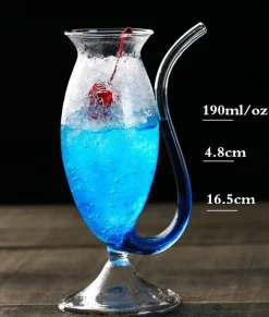 Cocktailgläser^Cristalica Cocktail Glas mit Strohalm Transparent