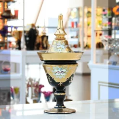 Dosen^Art Glass Dose mit Deckel Black Queen 36 cm, Gold/Braun, aus Glas