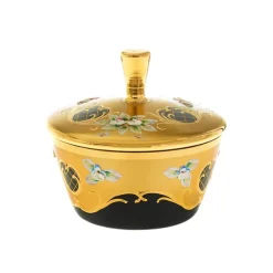 Dosen^Art Glass Dose mit Deckel Black Queen 16 cm, Gold/Braun, aus Glas