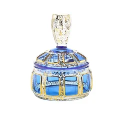 Dosen^Art Glass Dose mit Deckel Blue Queen 11,5 cm, Blau/Gold, aus Glas