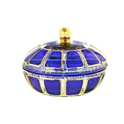 Dosen^Art Glass Dose mit Deckel Blue Queen 18 cm, Blau/Gold, aus Glas