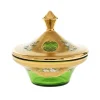 Dosen^Art Glass Dose mit Deckel Green Queen 15,5 cm, Grün/Gold, aus Glas