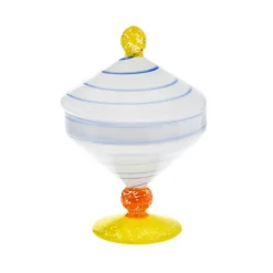 Ostern|Ostern^Art Glass Dose mit Deckel mit Ringen,Spiral Chaos 18,5cm, aus Glas