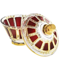 Dosen^Art Glass Dose mit Deckel Red Queen 18 cm, Rot/Gold, aus Glas