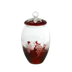 Dosen^Art Glass Dose mit Deckel Red Queen 24 cm, Weinrot, aus Glas