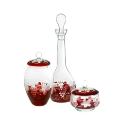Dosen^Art Glass Dose mit Deckel Red Queen 24 cm, Weinrot, aus Glas