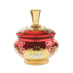 Dosen^Art Glass Dose mit Deckel Red Queen 19,5cm, Rot/Gold, aus Glas