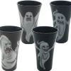 Kinder|Halloween^Cristalica 4er Set Trinkgläser mit Halloween Motiv, Schwarz/Weiß Höhe ca. 9,5cm