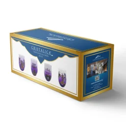 Kinder|Halloween^Cristalica 4er Set Trinkgläser mit Halloween Motiv, Lila Höhe ca. 12cm, 500ml