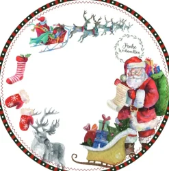 Teller & Platten|Kuchen & Torten^Cristalica 4er Set Weihnachtsteller mit Weihnachtsmann Motiv Keramik ca. 20,5cm Weiß/Rot/Grün