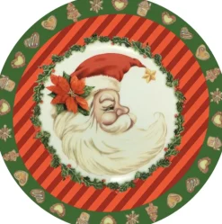 Teller & Platten|Kuchen & Torten^Cristalica 4er Set Weihnachtsteller mit Weihnachtsmann Motiv Keramik ca. 20,5cm Weiß/Rot/Grün