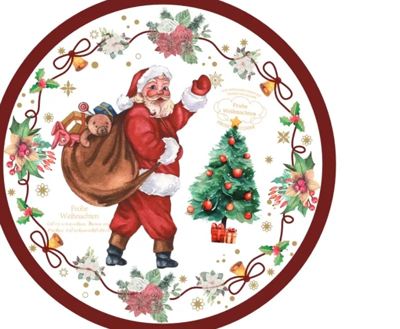 Teller & Platten|Kuchen & Torten^Cristalica 4er Set Weihnachtsteller mit Weihnachtsmann Motiv Keramik ca. 20,5cm Weiß/Rot/Grün