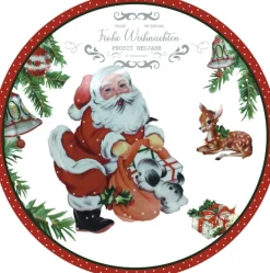 Teller & Platten|Kuchen & Torten^Cristalica 4er Set Weihnachtsteller mit Weihnachtsmann Motiv Keramik ca. 20,5cm Weiß/Rot/Grün