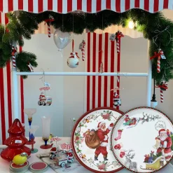 Teller & Platten|Kuchen & Torten^Cristalica 4er Set Weihnachtsteller mit Weihnachtsmann Motiv Keramik ca. 20,5cm Weiß/Rot/Grün