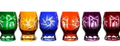 Likör & Wodkagläser|Gläserset^Cristalica 6er-Set Wodkaglas Schleuderstern bunt 45 ml