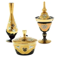 Karaffe & Dekanter^Art Glass Flasche mit Verschluss Black Queen 500 ml, Gold/Braun, aus Glas