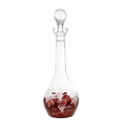 Karaffe & Dekanter^Art Glass Flasche mit Verschluss Red Queen 1000 ml, Weinrot, aus Glas