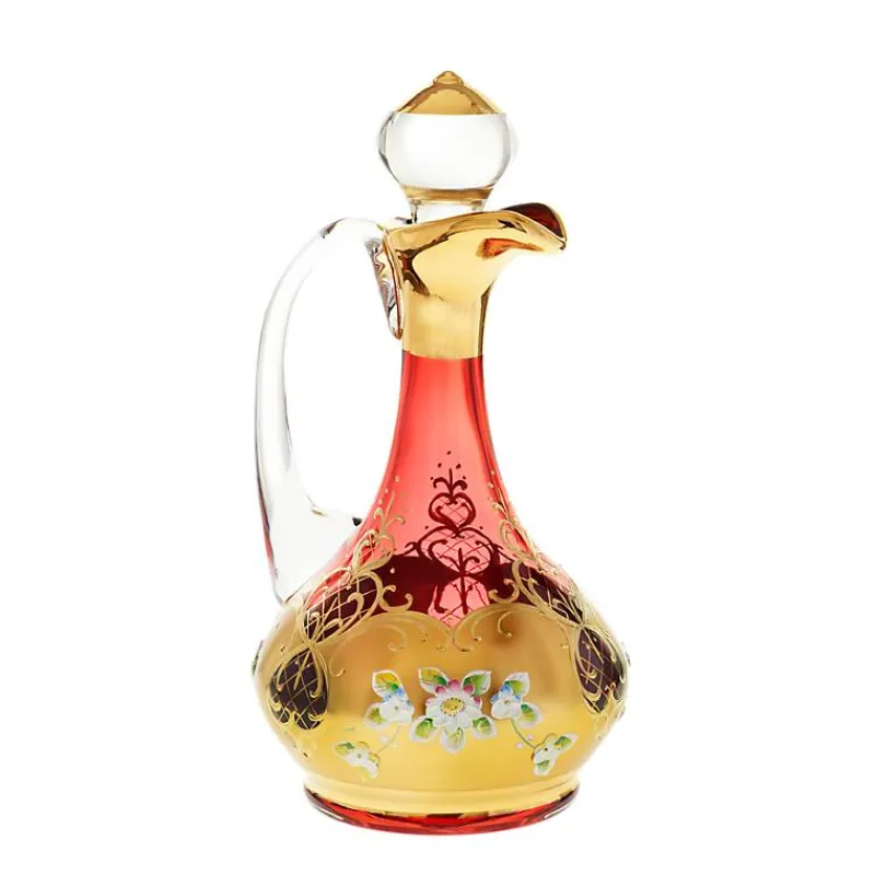 Karaffe & Dekanter^Art Glass Flasche mit Verschluss Red Queen 750 ml, Rot/Gold, aus Glas