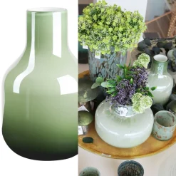 Vasen^Glaswaren sonstige Flaschenvase Glasvase Perlmuttglanz Pastell Grün 26,5cm