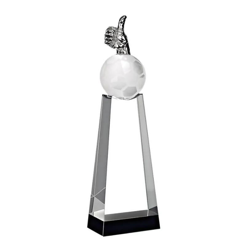 Pokal & Glasblock^Fan Unikate Fußballtrophäe Daumen hoch Pokal 23 cm