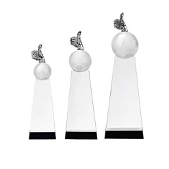 Pokal & Glasblock^Fan Unikate Fußballtrophäe Daumen hoch Pokal 23 cm