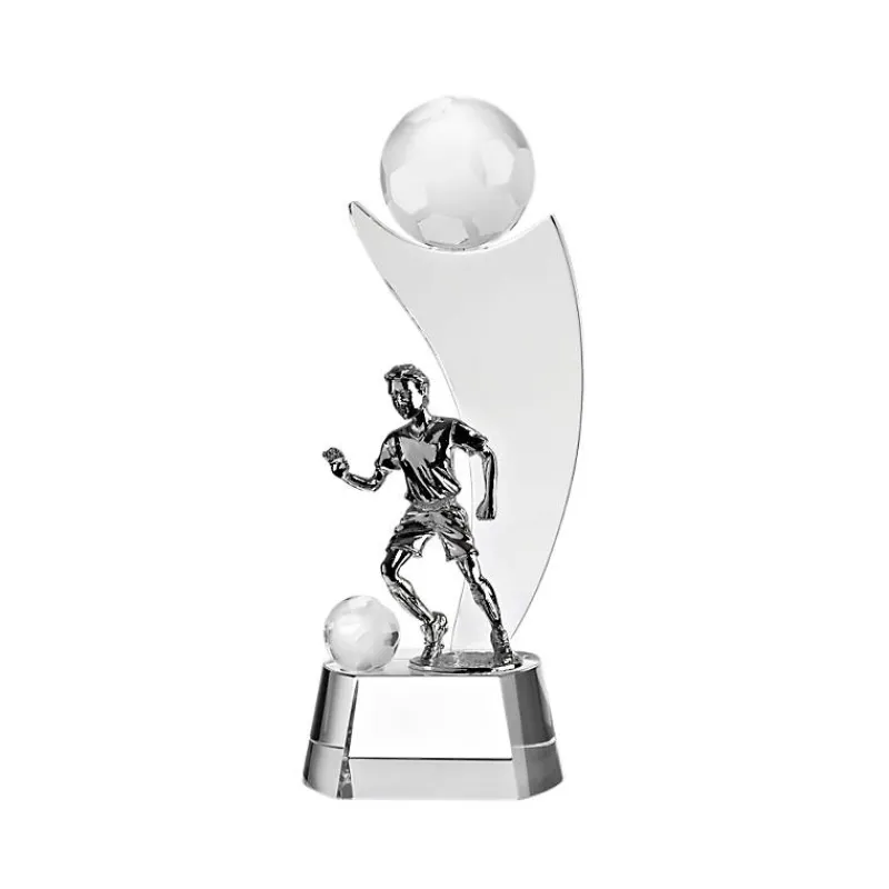 Pokal & Glasblock^Fan Unikate Fußballtrophäe Fußballstar Pokal 17cm