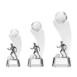 Pokal & Glasblock^Fan Unikate Fußballtrophäe Fußballstar Pokal 17cm