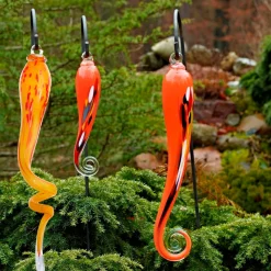 Kugeln & Zapfen^Cristalica Gartenskulptur Glashängetropfen 50cm orange inkl. Stab