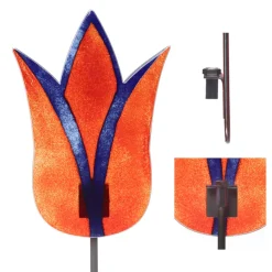 Sonstiges^Cristalica Gartenstecker La Flor 30 cm inkl. Stab blau-rot Fusing-Glas