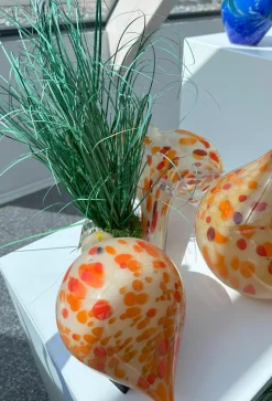 Kugeln & Zapfen^Cristalica GmbH Gartenzwiebel Glaszwiebel zum Hängen Höhe ca. 29cm mit Gebogener Stab