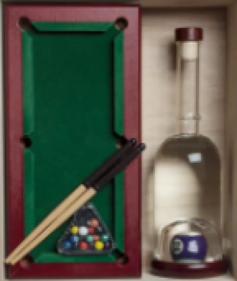 Sport & Hobby|Flaschen^Cristalica GmbH Geschenkflasche Billiard Präsent 350ml inkl. Mini-Billardtisch
