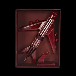 Männer|Jubiläum^Glaswaren sonstige Geschenkflasche Düsenflugzeug Jet Glas Holz Leer Geschenkverpackung 200 ml