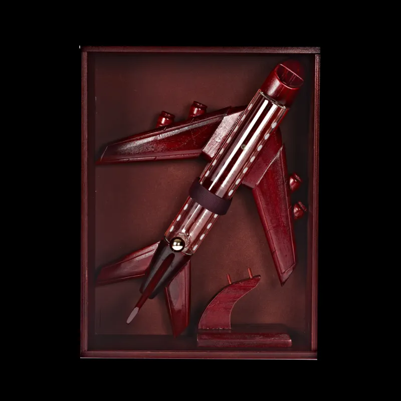 Männer|Jubiläum^Glaswaren sonstige Geschenkflasche Düsenflugzeug Jet Glas Holz Leer Geschenkverpackung 200 ml