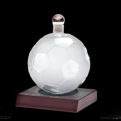 Männer|Geburtstag^Glaswaren sonstige Geschenkflasche Glasflache Fußball Glas Holzsockel Leer 200 ml