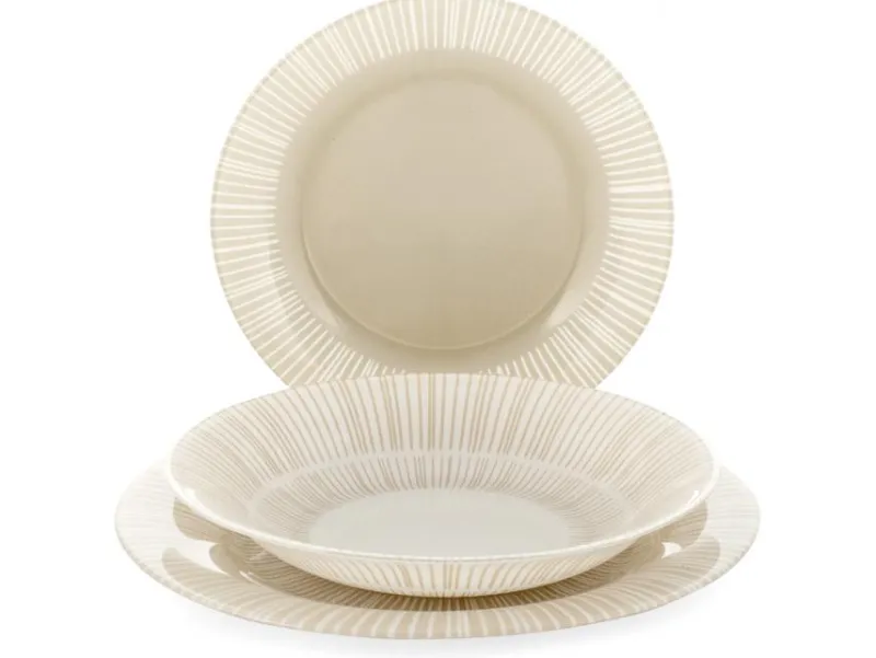 Teller & Platten^Glaswaren sonstige Geschirrset Stria Teller 18-tlg Opalglas